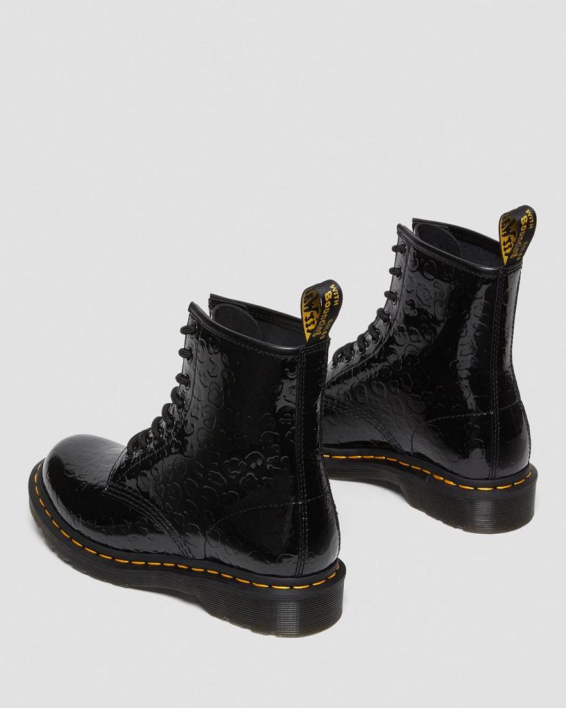 Dr Martens 1460 Leopard Emboss Lak Læder Ankelstøvler Dame Sort Leopard | DK 13MQZ